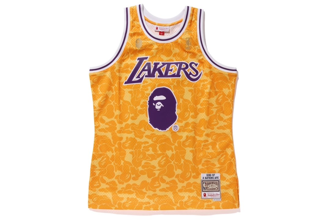BAPE x Mitchell & Ness Lakers ABC Basketball Swingman Jersey Yellow