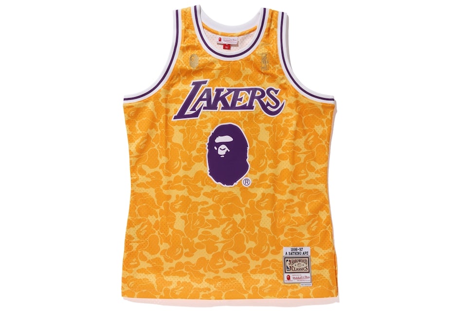 Bape x Mitchell & Ness Lakers ABC Basketball Swingman Jersey Yellow
