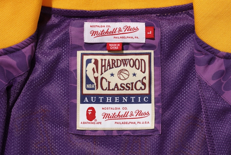 Bape x mitchell & ness sales lakers warm up jacket