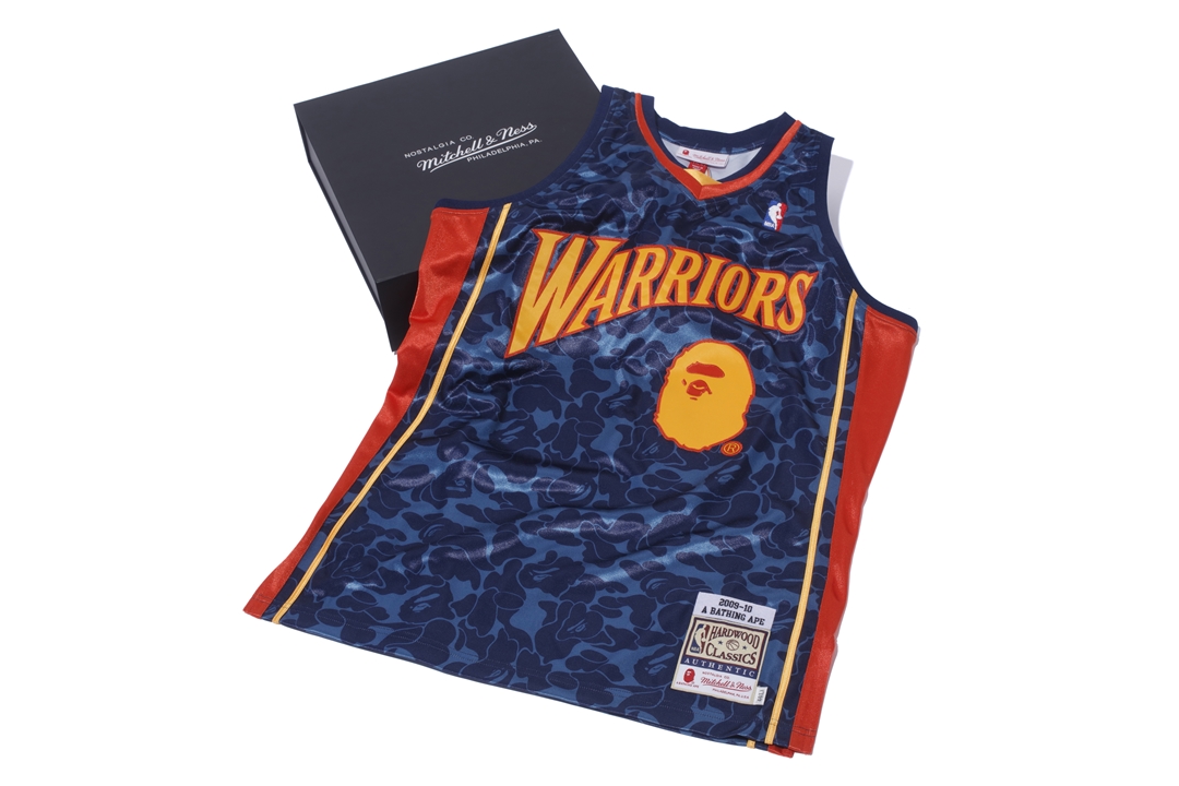 BAPE x Mitchell & Ness Warriors ABC Basketball Authentic Jersey ...