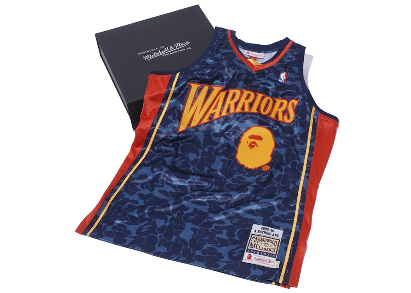 BAPE x Mitchell Ness Warriors ABC Basketball Authentic Jersey