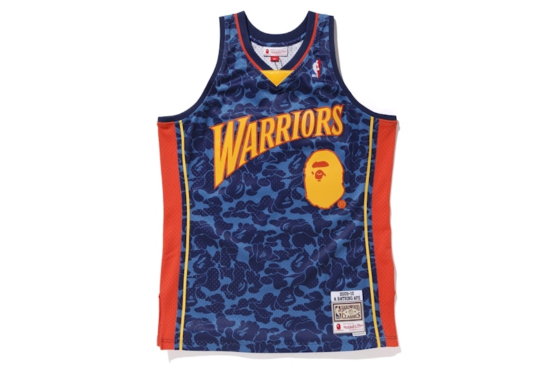 BAPE x Mitchell u0026 Ness Warriors ABC Basketball Swingman Jersey Navy