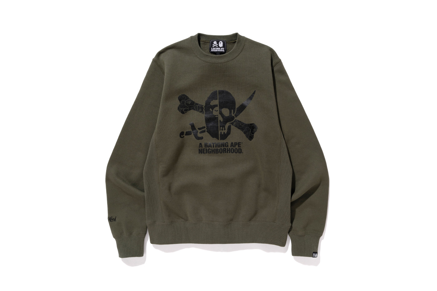 BAPE x Neighborhood Ape & Skull Crewneck Olive Men's - FW18 - US