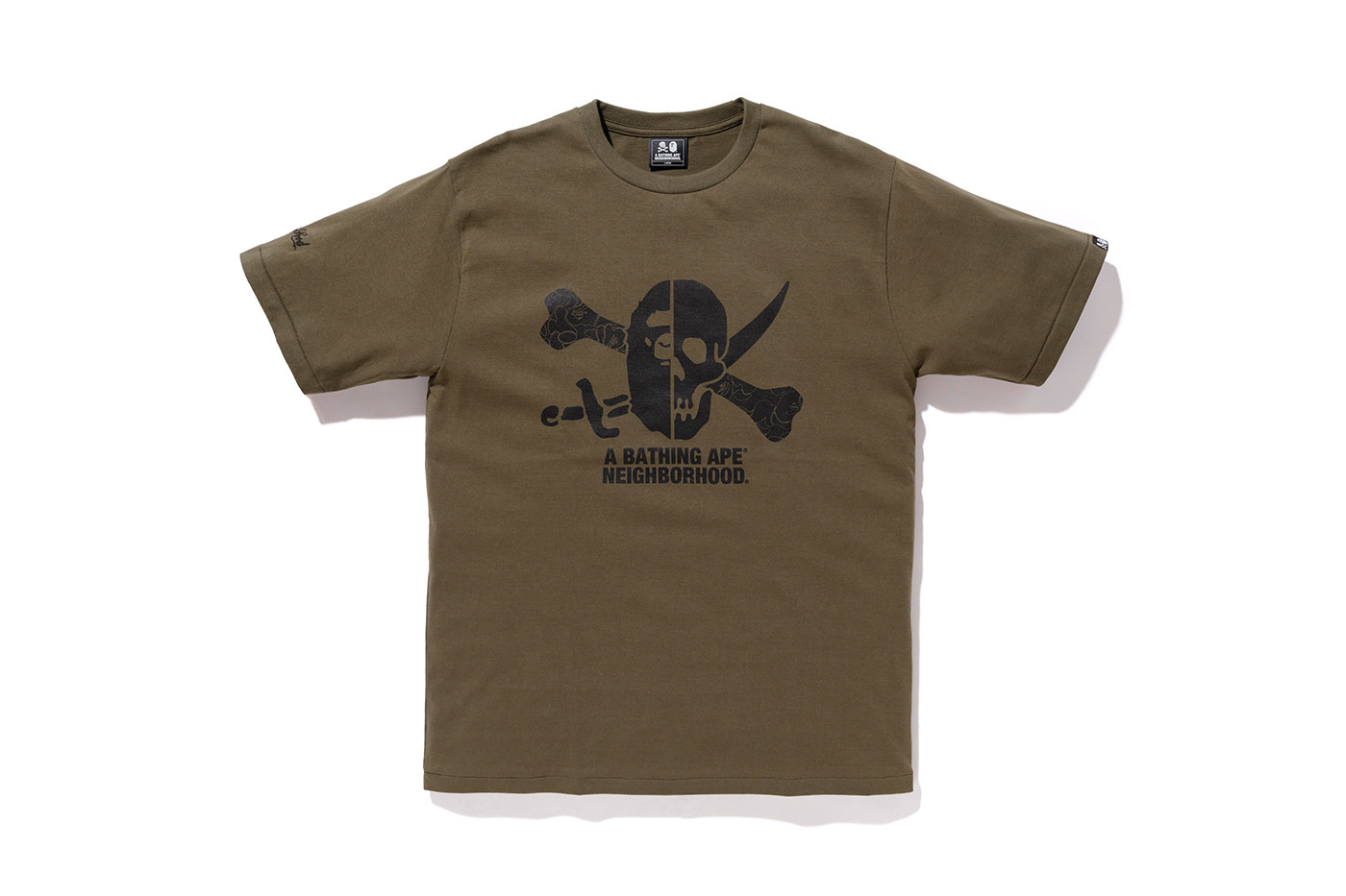 BAPE x Neighborhood Ape & Skull Tee Olive Men's - FW18 - US