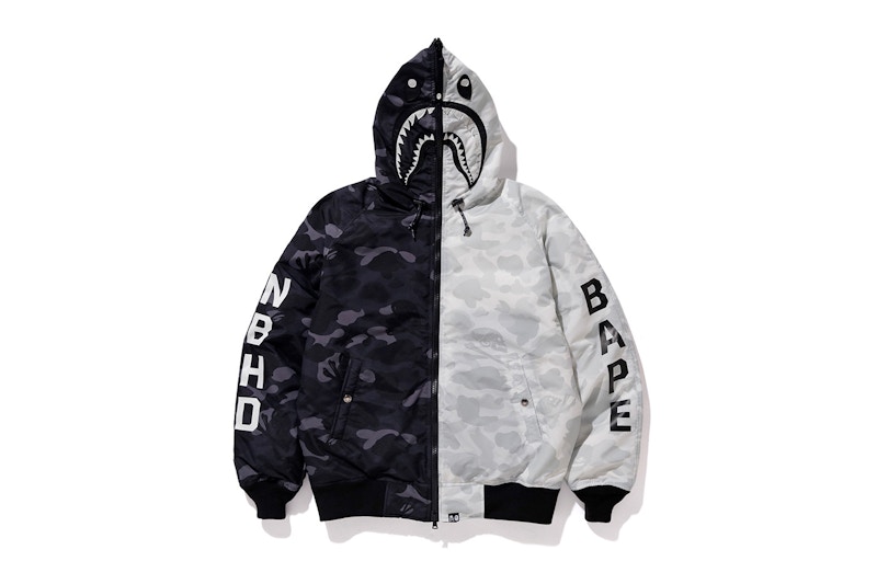 BAPE x Neighborhood Down Shark Jacket Black White Men s FW18 US