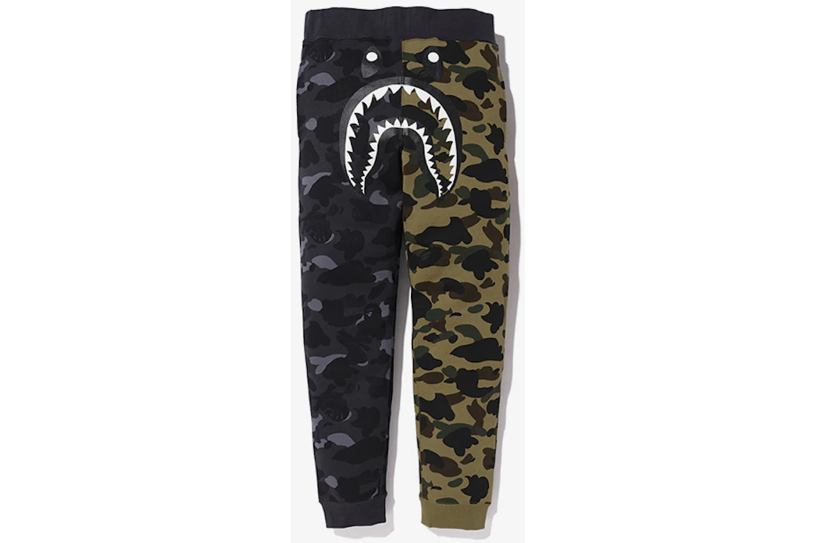 BAPE x Neighborhood Split Camo Shark Sweatpants Black/Green