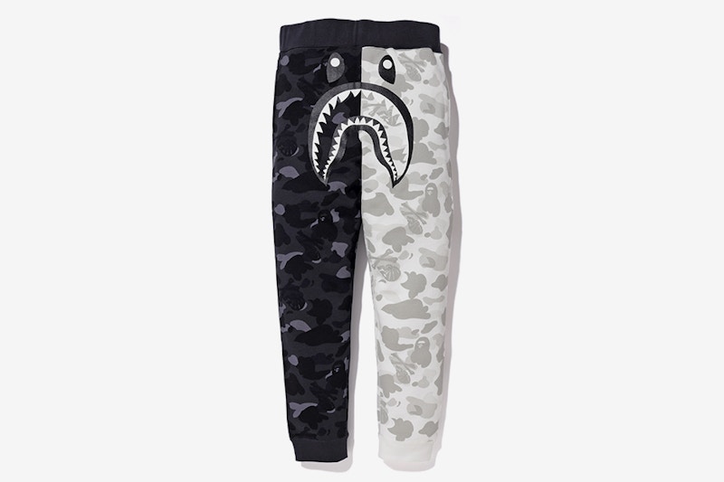 BAPE x Neighborhood Split Camo Shark Sweatpants Black/White Men's