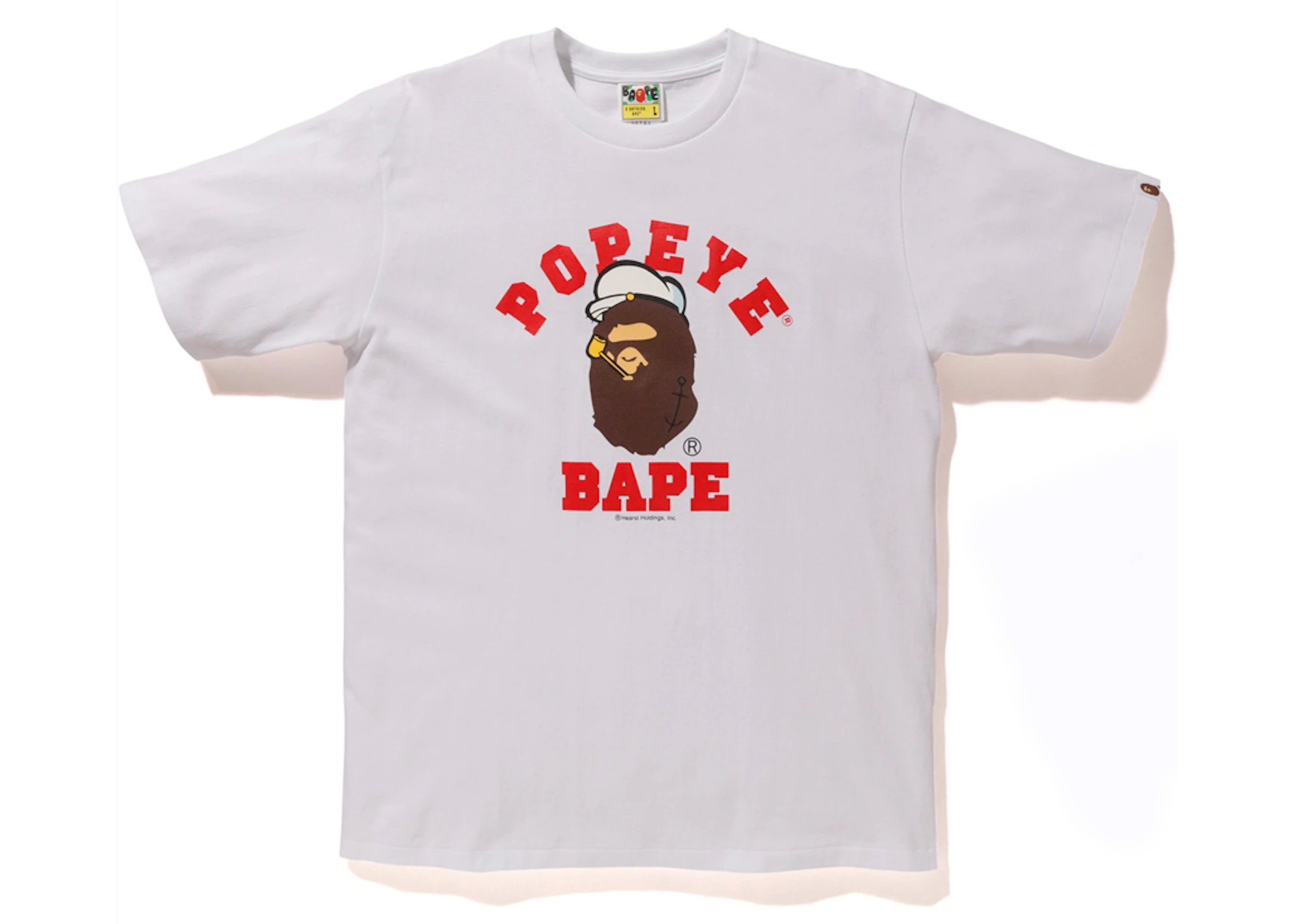 Kalmte acuut Historicus BAPE x Popeye Ape Head College Tee White - SS18 - US