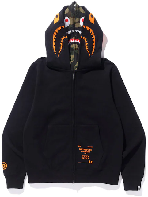 BAPE Half 1st Camo Hood Double Shark Full Zip Hoodie Black Men's - US