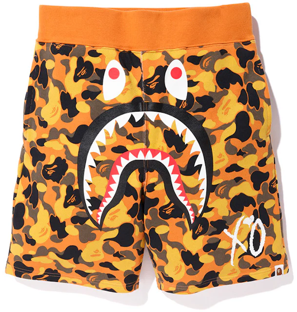 BAPE x XO Shark Sweat Shorts Orange Men's - FW18 - US