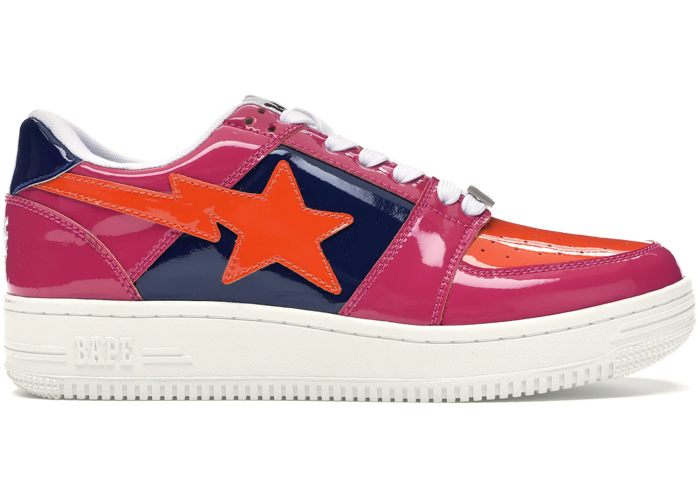 Bapesta Color Block Low Pink Orange Navy - Sneakers