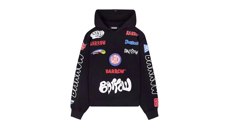 Pre-owned Barrow Men's Aop Logo Hoodie In Black