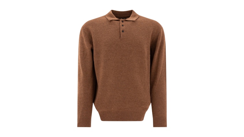 Beams Plus Wool Polo Sweater Brown