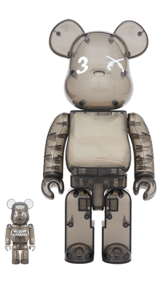 Bearbrick 3. Paradis x Roarguns 100% u0026 400% Set Clear Black