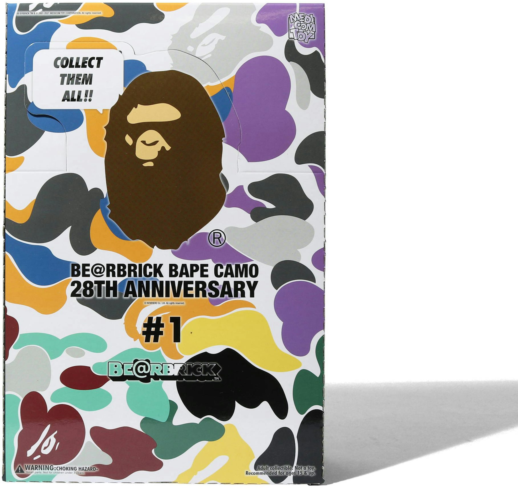 Medicom x A Bathing Ape 28th Anniversary Gray Bape Camo #1 1000% Bearbrick  Figure gray