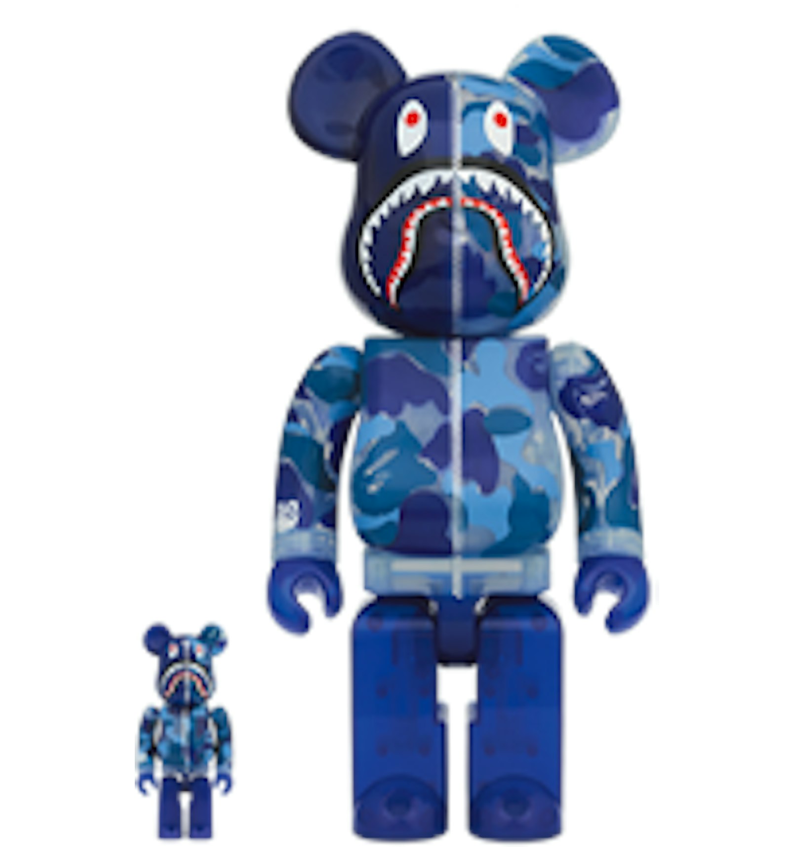 Bearbrick x BAPE ABC Camo Shark 100% & 400% Set Clear Blue - US