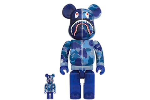 Bearbrick x BAPE ABC Camo Shark 100% 400% Set Clear Blue US