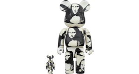 Bearbrick Andy Warhol "Double Mona Lisa" 100% & 400% Set White/Black