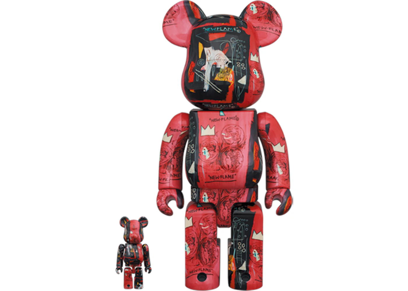 その他 NEW-FLAME 400% BE@RBRICK Bearbrick Andy Warhol x JEAN-MICHEL BASQUIAT #1 100% & 400