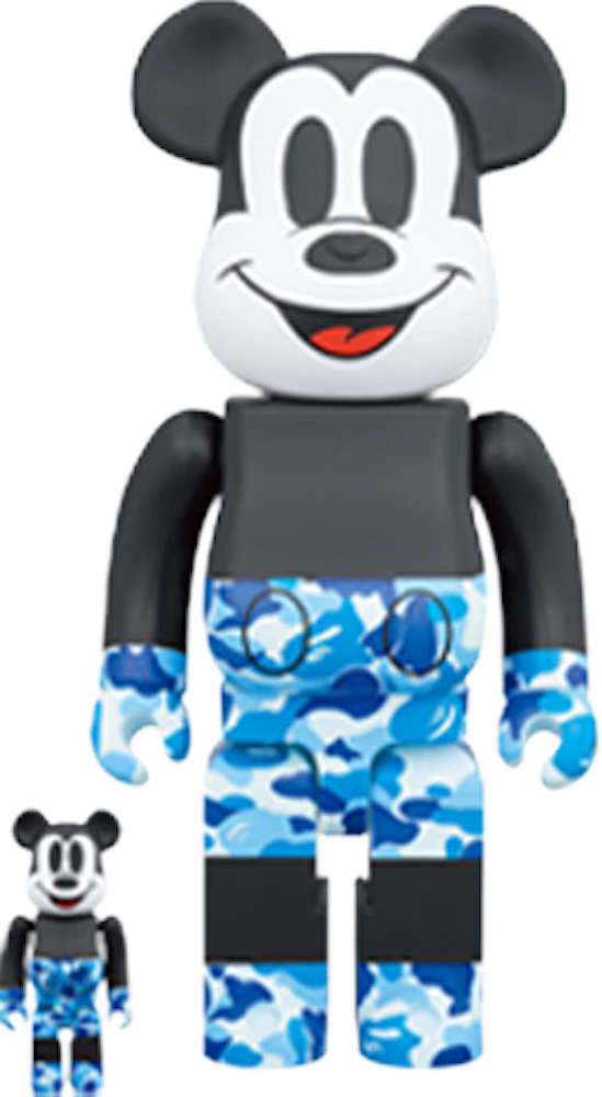 Bearbrick BAPE Mickey Mouse 100% & 400% Set Black/Blue Camo 
