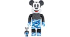 Bearbrick BAPE Mickey Mouse 100% & 400% Set Black/Blue Camo