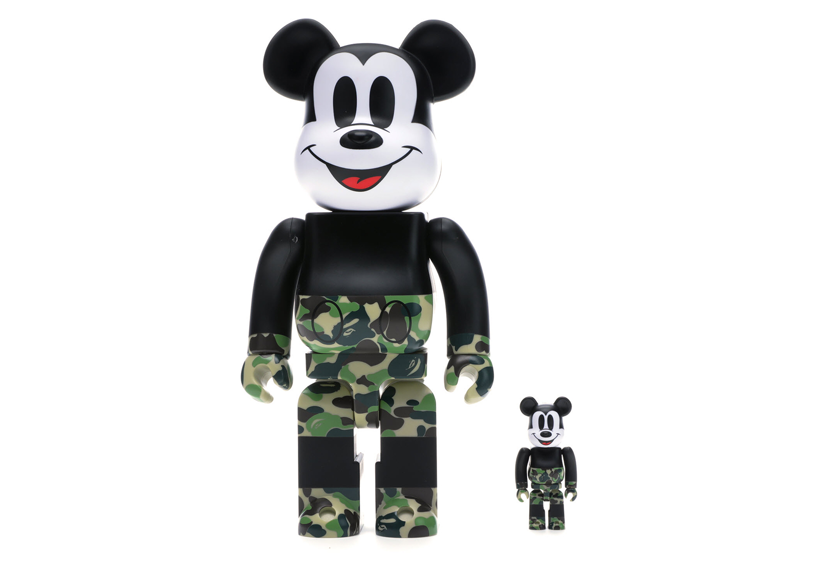 Bearbrick BAPE Mickey Mouse 100% & 400% Set Black/Green Camo - JP