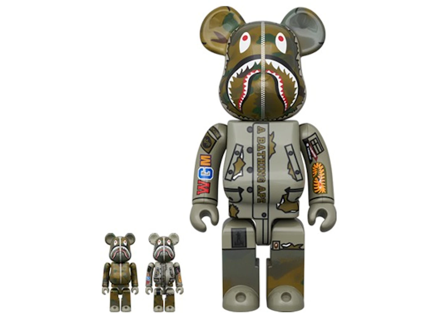 Bearbrick Bape (R) x Alpha Camo Shark 2023 100% 400% Set US