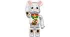 Bearbrick Beckoning Cat Chrome Plated Gauze 400% Chrome
