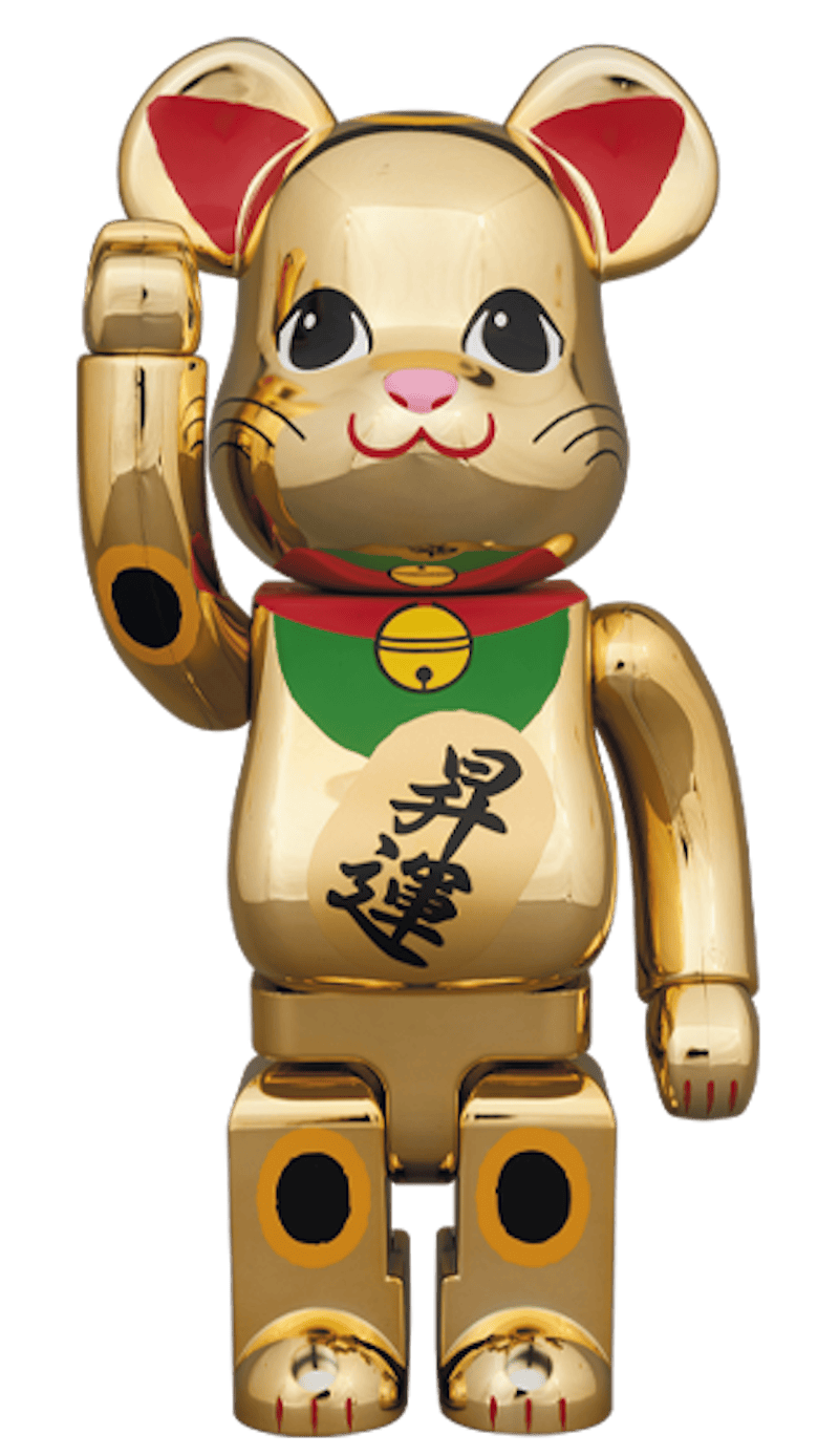 Bearbrick Haciendo señas al gato dorado promoción 400%