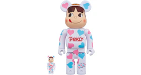 Bearbrick Costume Peko-chan Heart 100% & 400% Set White