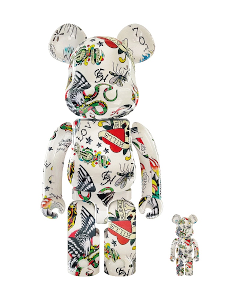 Bearbrick Ed Hardy 100% & 400% Set White - US