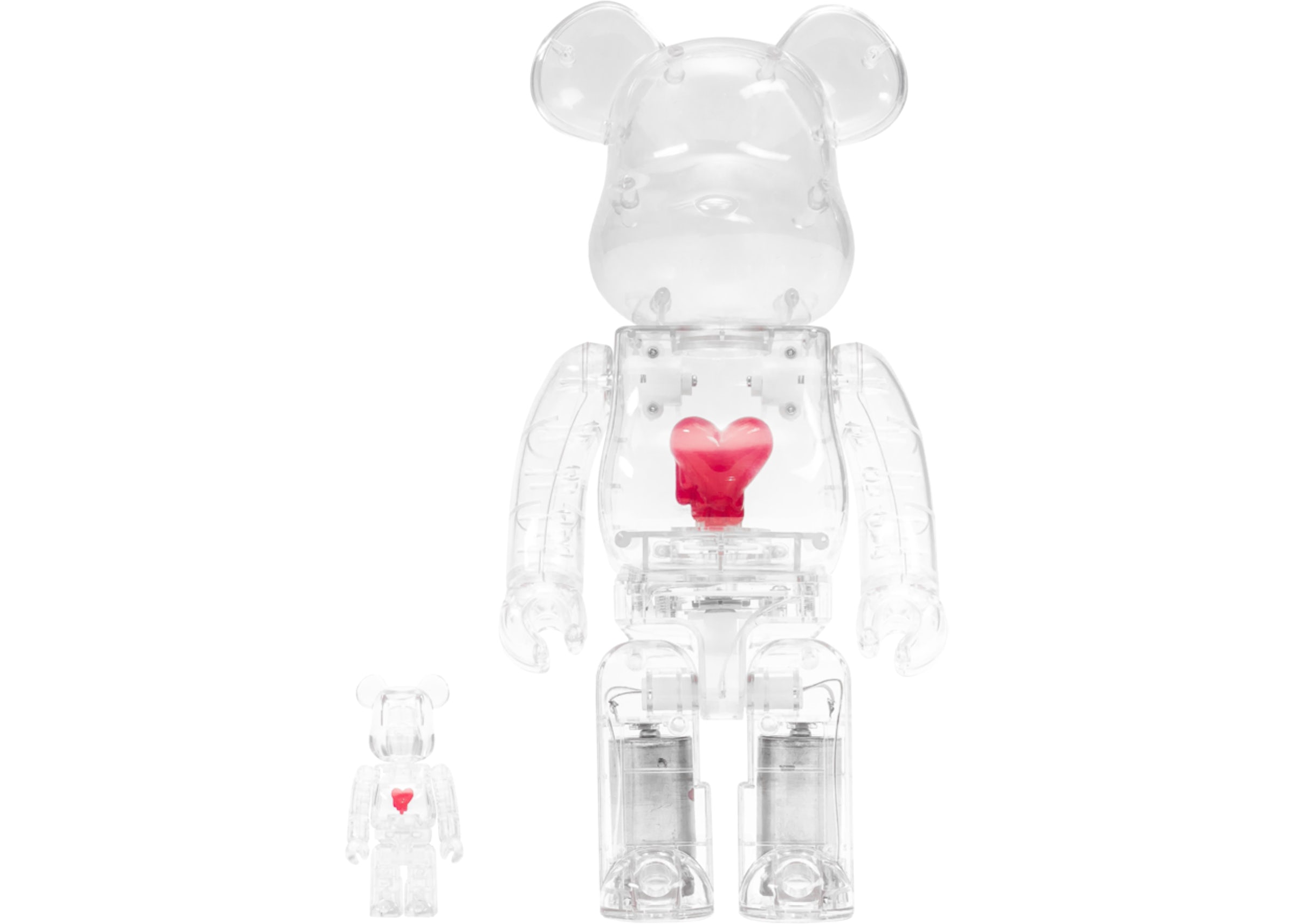 Bearbrick Emotionally Unavailable Heart 100% & 400% Set Clear