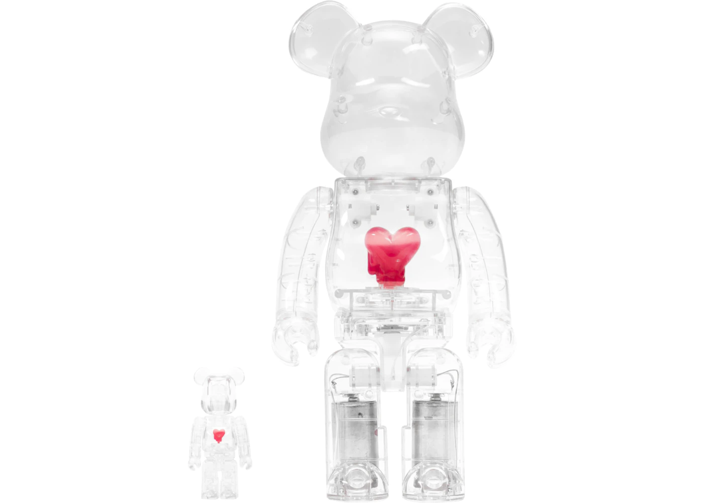 Bearbrick Emotionally Unavailable Heart 100% & 400% Set Clear - US