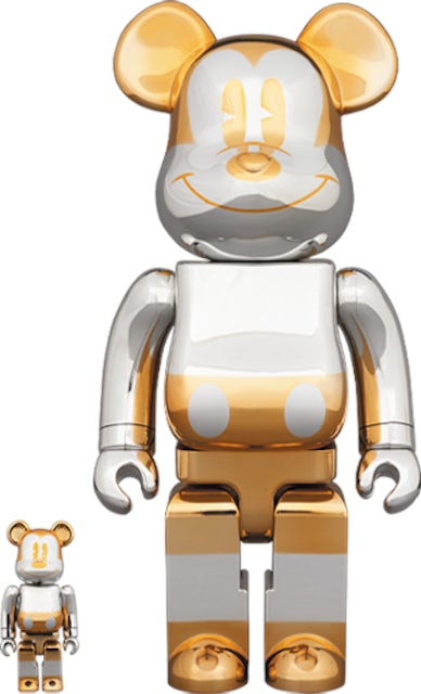 Bearbrick x Sorayama Future Mickey 100% & 400% Set Silver/Gold