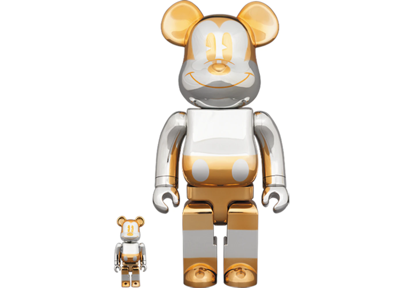 Bearbrick x Sorayama Future Mickey 100% & 400% Set Silver/Gold - US