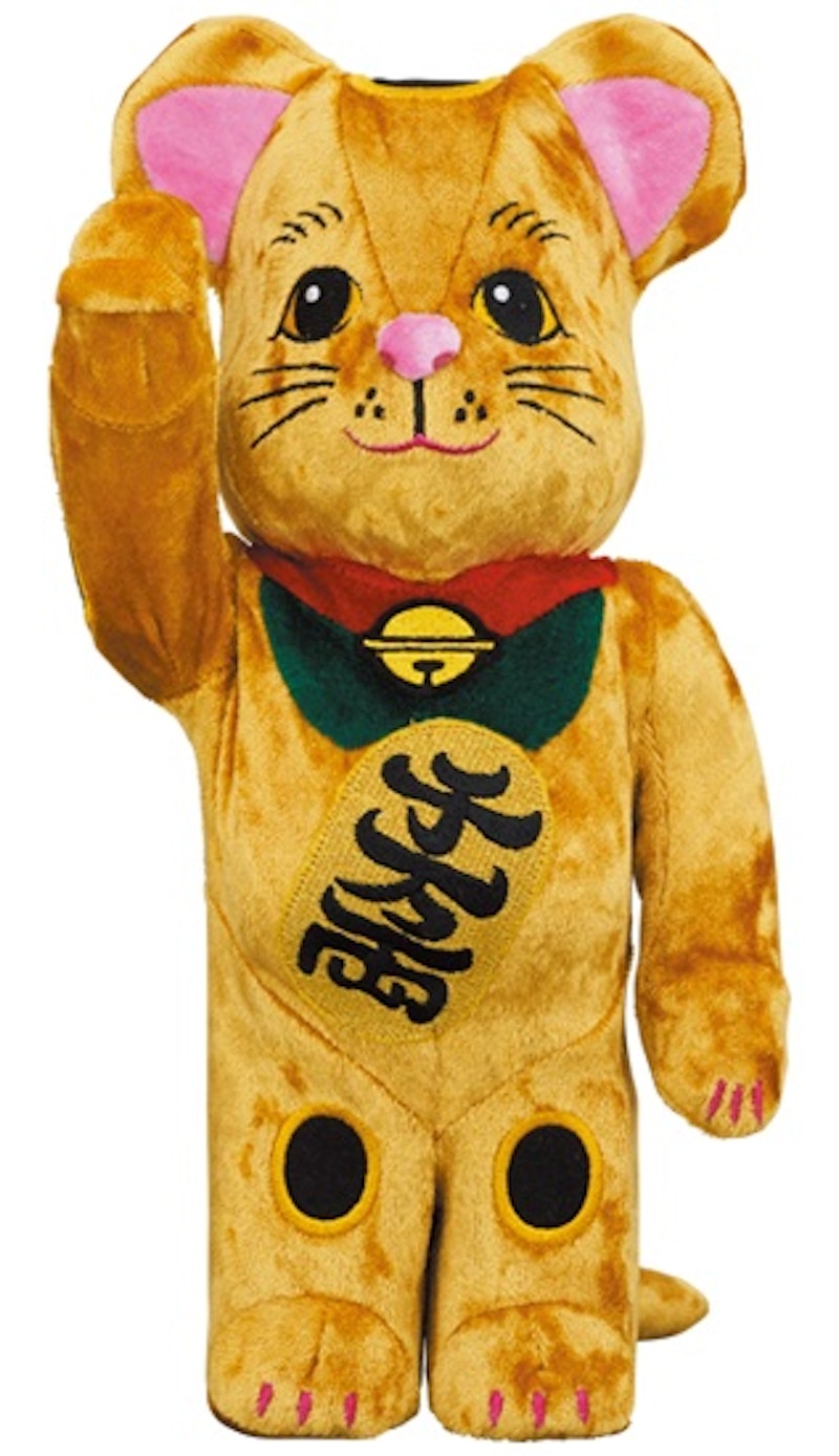 Bearbrick Lucky Cat Oval Good Luck Gold Plated (Open Eyes) 100