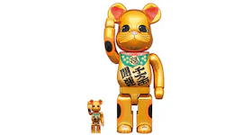 Bearbrick Lucky Cat Good Luck Ten Million Ryo 100% & 400% Set Gold Plated