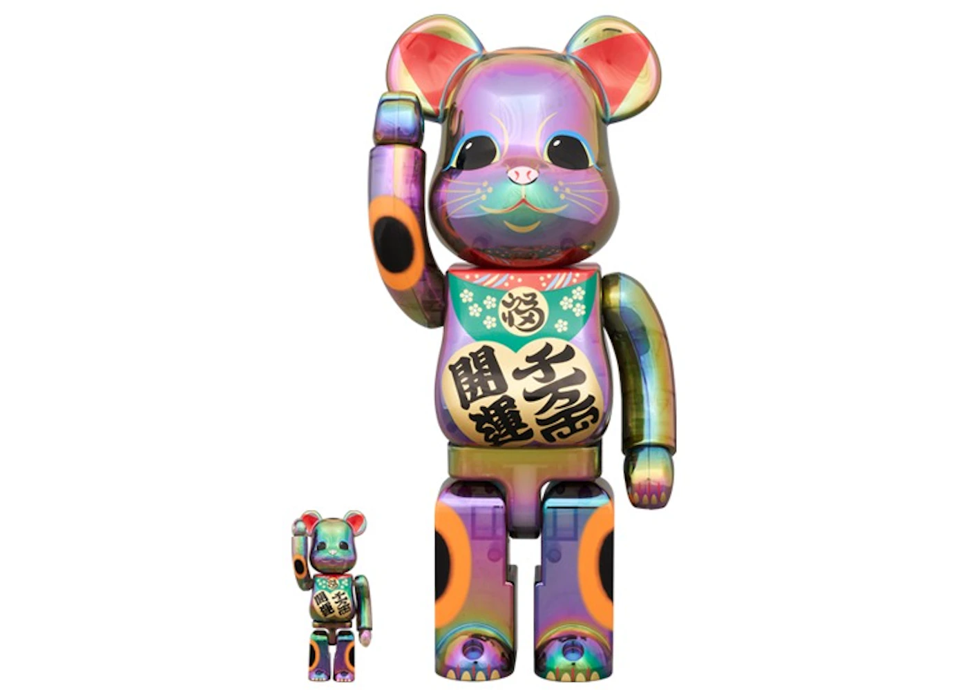 Bearbrick Lucky Cat Good Luck Ten Million Ryo Black Transparent Plating ...