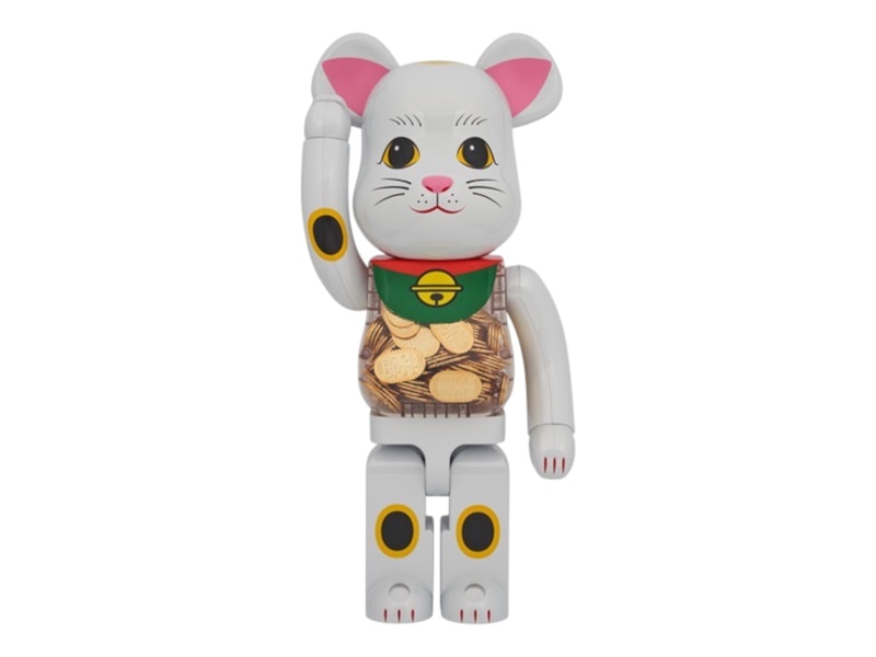 最旬ダウン Lucky Bearbrick Cat US - 1000% Plated White Oval キューブリック、ベアブリック