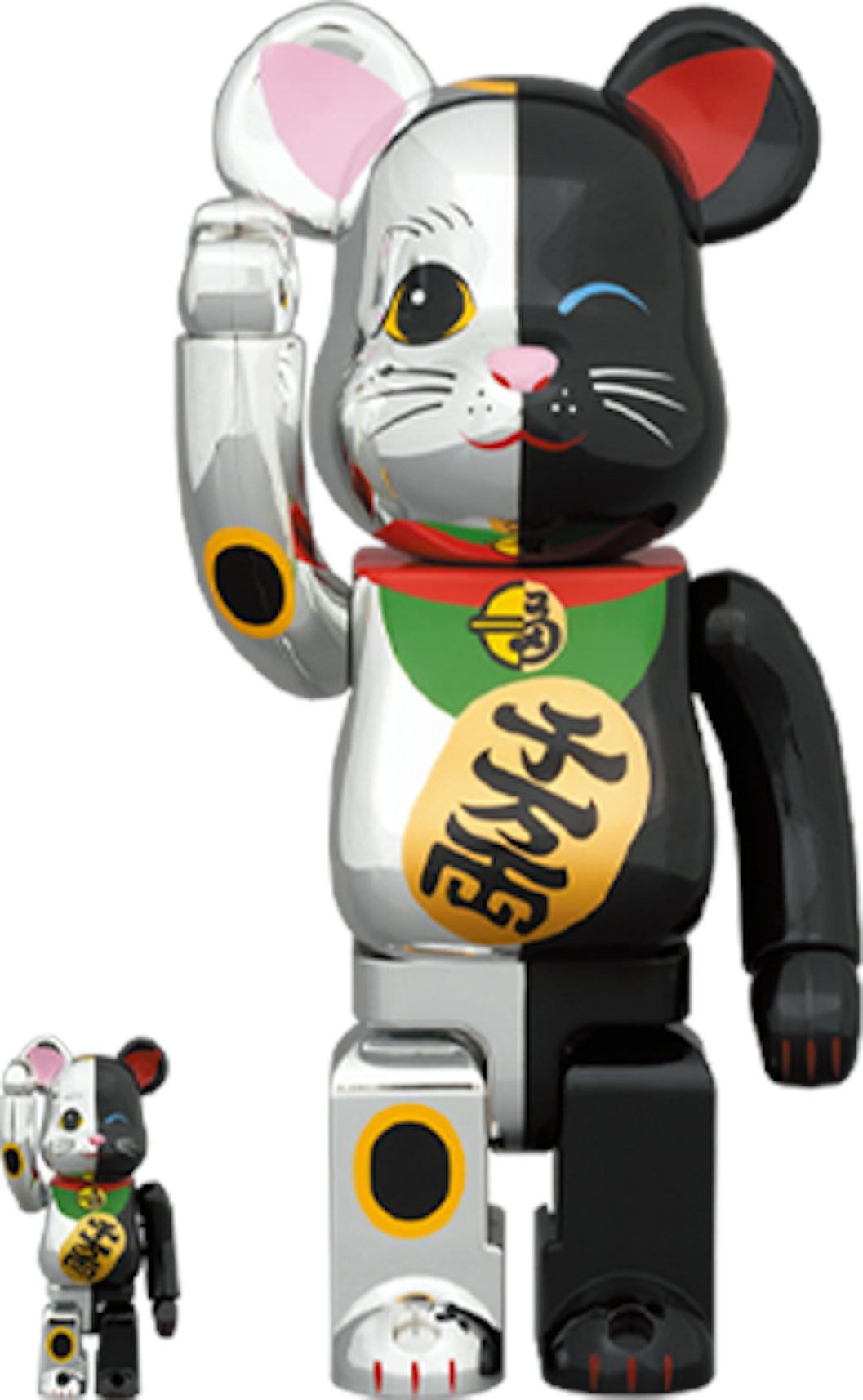 BE@RBRICK 招き猫 招福 黒 × 金運 白 100％ u0026 400％-