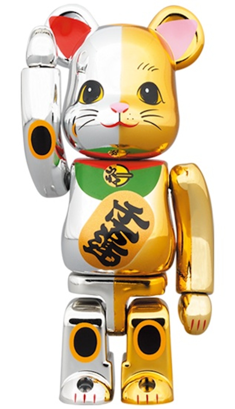 Bearbrick Maneki Neko Good Luck Silver x Ten Million Gold 100