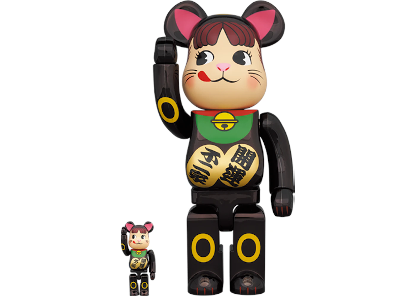 Bearbrick Maneki Neko Peko-chan 100% & 400% Set Black - US
