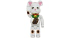 Bearbrick Maneki Neko Versilbert Leuchtend 1000%