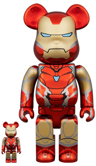 Bearbrick x Hajime Sorayama x Marvel Iron Man Reverse 100% & 400 