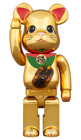 Bearbrick Medicom Lucky Cat Good Luck Luminous 400% Gold Plated - US