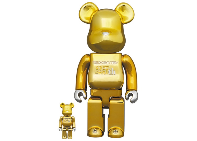 Bearbrick Medicom Toy Plus 100% & 400% Set Gold Chrome Ver. - US