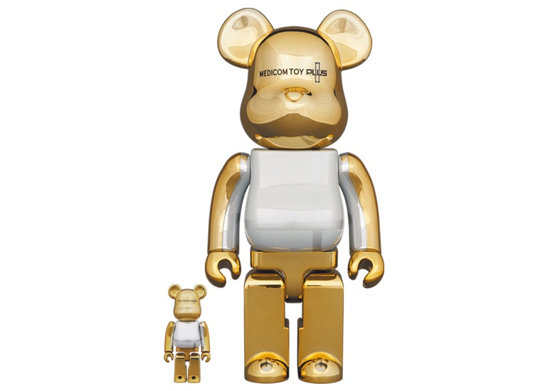 Bearbrick Medicom Toy Plus 100%  400% Set Gold Chrome Ver. -