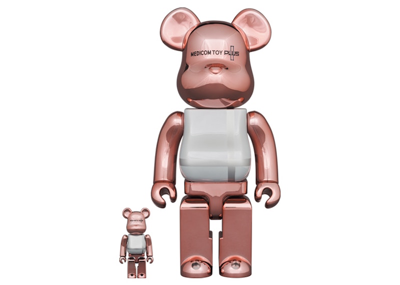 Bearbrick Medicom Toy Plus 100% & 400% Set Pink Gold Chrome Ver. - US