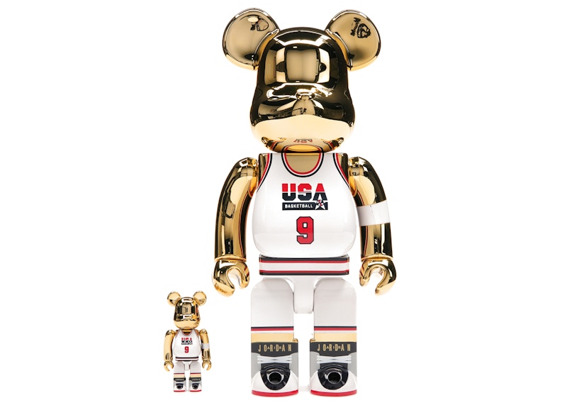 Bearbrick Michael Jordan 1992 Team USA (Dream Team) 100% u0026 400% Set Gold  Chrome