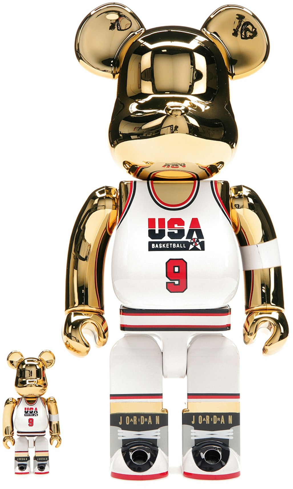 Du bliver bedre amme tempo Bearbrick Michael Jordan 1992 Team USA (Dream Team) 100% & 400% Set Gold  Chrome - US